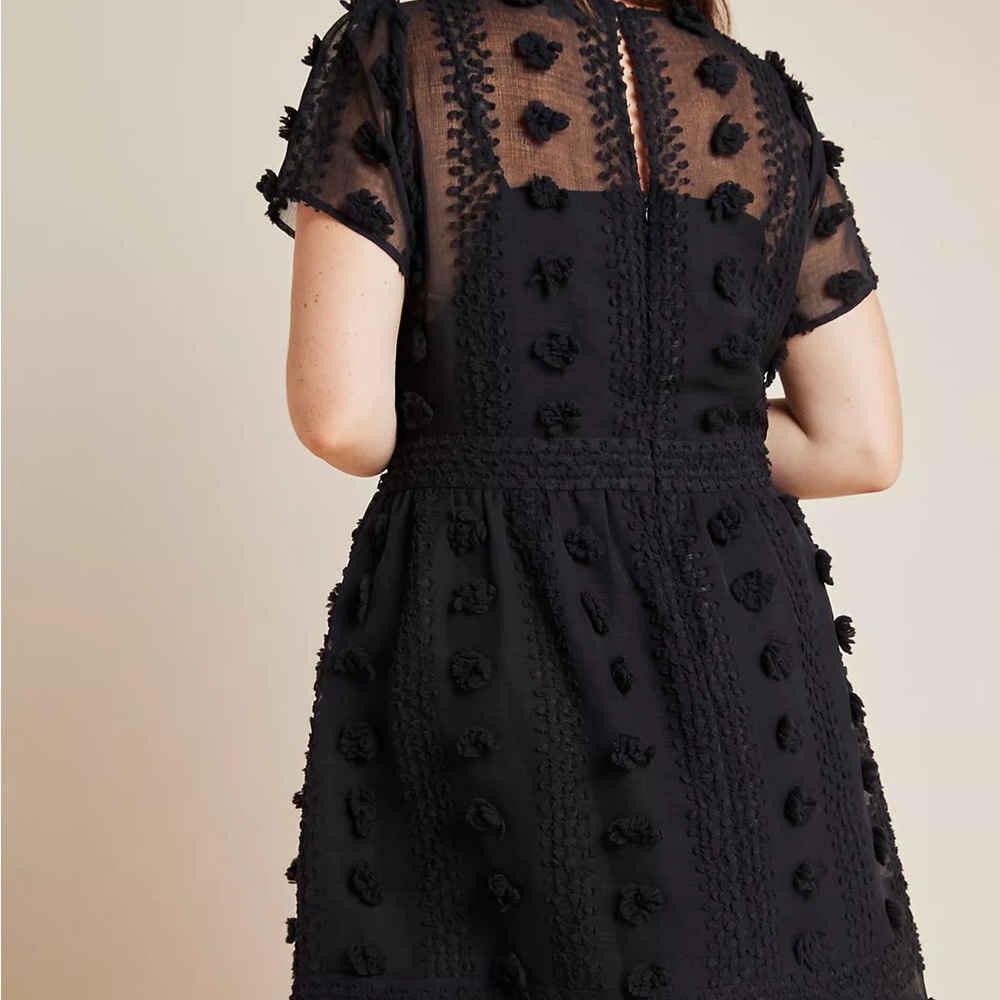 Sunday in Brooklyn Black Dress with Textured Floral Accents - Picture 5 of 7